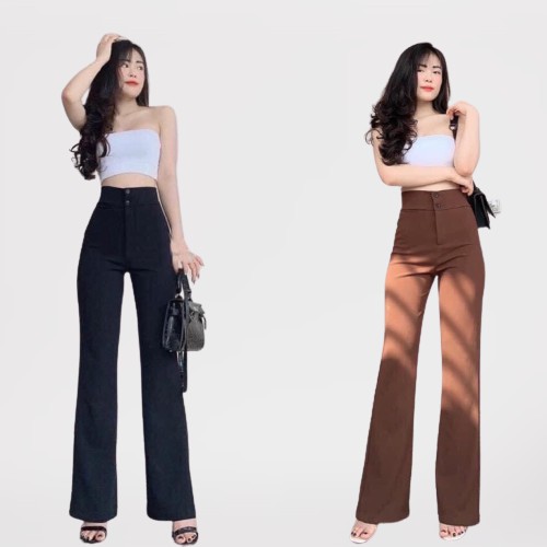 Quần suông nữ ống loe Bingshop vải tuyết mưa cao cấp 2 màu đủ size