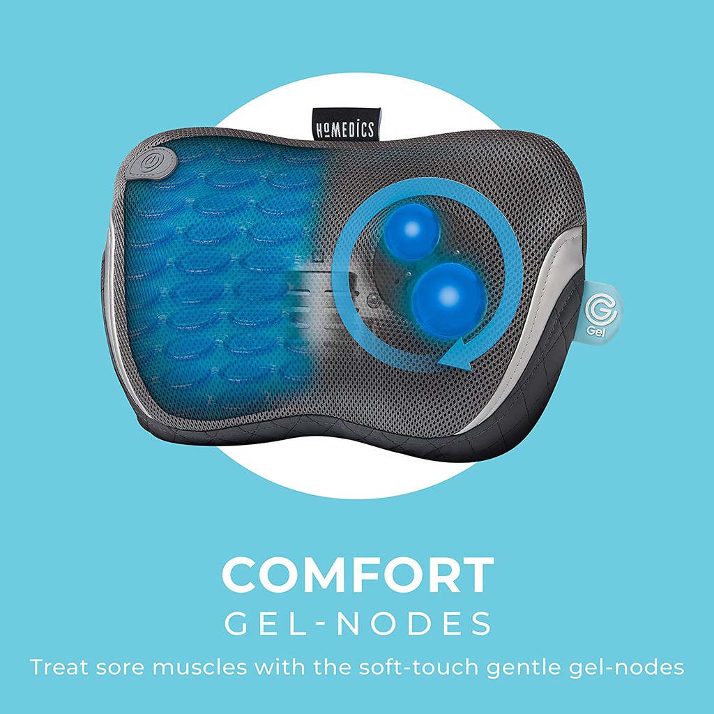 Gối massage shiatsu 3D công nghệ Gel Touch dùng pin sạc kèm nhiệt hồng ngoại HoMedics SP-135HJ