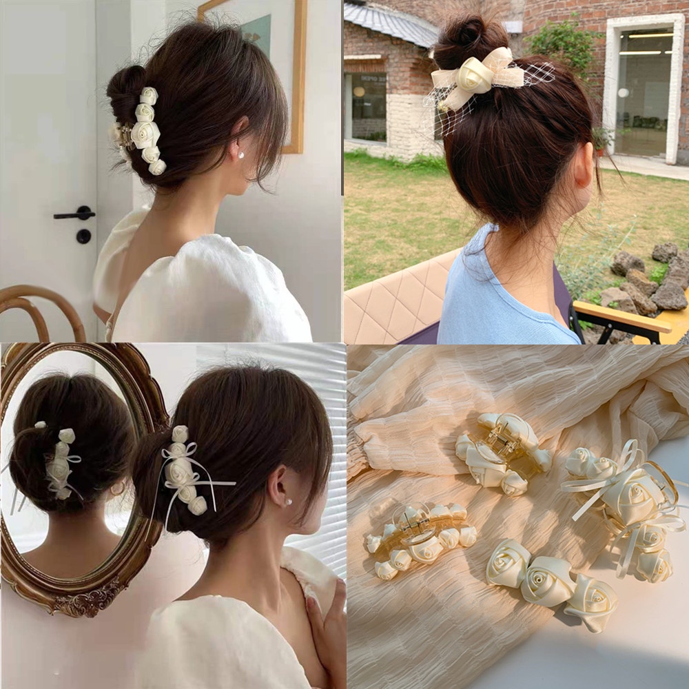 1 Kẹp Tóc Hình Hoa Hồng Trắng Thanh Lịch Cho Cô Dâu