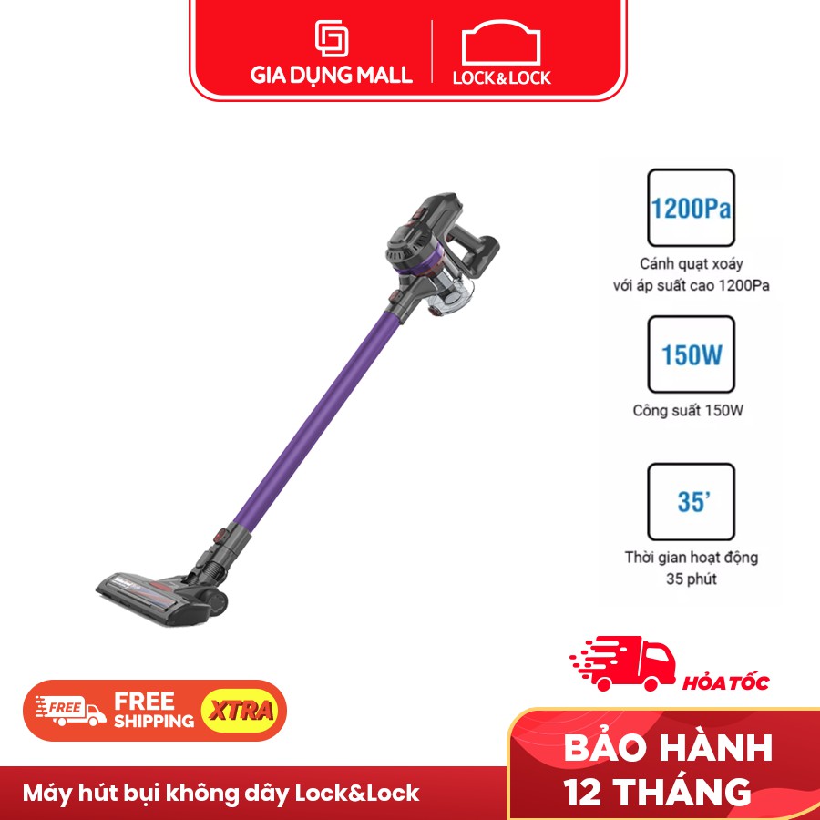 Máy Hút Bụi Không Dây Cầm Tay Dùng Pin Sạc Lock&Lock ENV151 - BH 12 tháng - Hàng Chính Hãng