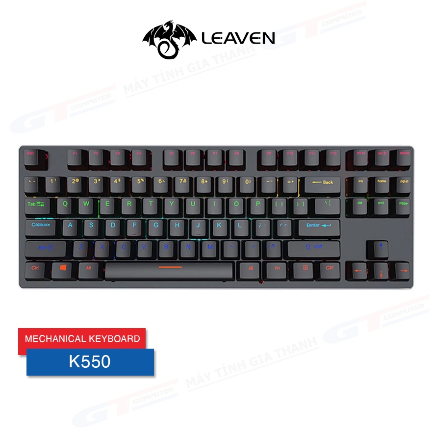 Bàn Phím Cơ K550 LEAVEN Gaming Blue Switch | Red Switch TKL 87 Keys LED Rainbow New BH 6T