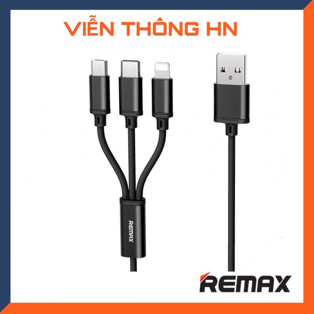 Dây sạc 3 đầu micro lightning type c Remax - RC 131Th - cáp sạc đa năng 3 in 1 bọc dù cho iphone samsung,..- vienthonghn