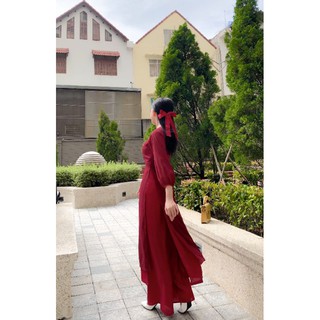 Áo dài tứ thân đỏ đô