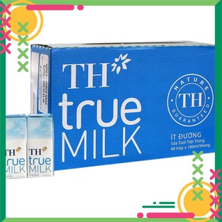 Thùng sữa tươi tiệt trùng TH True Milk Ít Đường hộp 180ml "