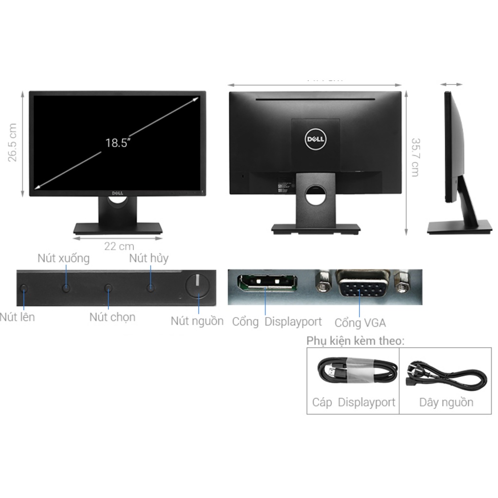 Màn hình máy tính Dell E1916H 18.5” LED | WebRaoVat - webraovat.net.vn