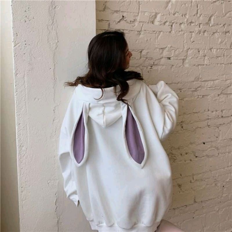 [KOREA] Áo Hoodie form rộng tai thỏ tay dài - Áo nỉ