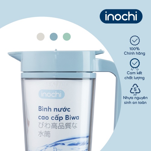 Bình nước cao cấp Inochi - Biwa 1.2L Xanh bạc hà/Trắng kem