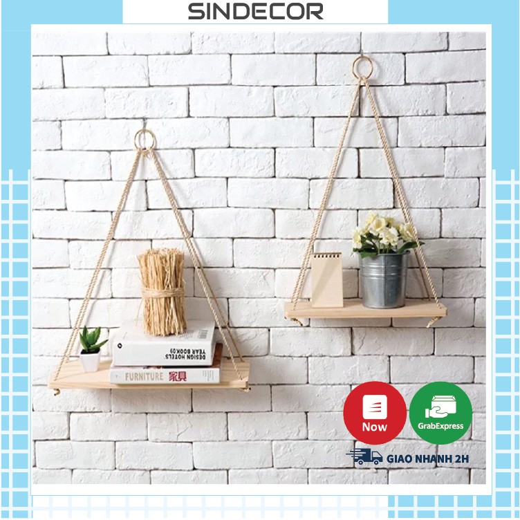 KỆ GỖ TREO TƯỜNG DÂY THỪNG SINDECOR_PHONG CÁCH VINTAGE