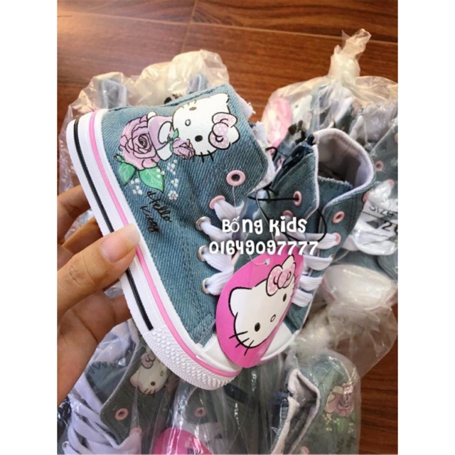 Giày Cao Cổ Bé Gái Denim Hello Kitty Max