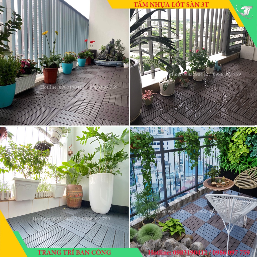 Vỉ Nhựa Lót Sàn - Lót Trải Sàn Ban Công, Sân Thượng, Sân Vườn Vân Gỗ Chịu Lực, Chịu Nhiệt Tốt