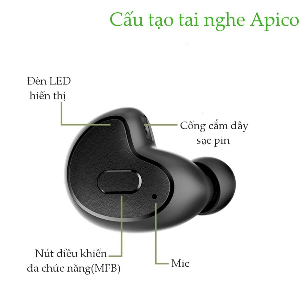 Tai nghe không dây Bluetooth 4.1 nhỏ gọn AVANTREE Apico BTHS-AH8M (A1859-Màu đen)