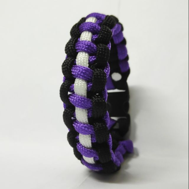 Vòng Paracord Tím Đen Viền Trắng