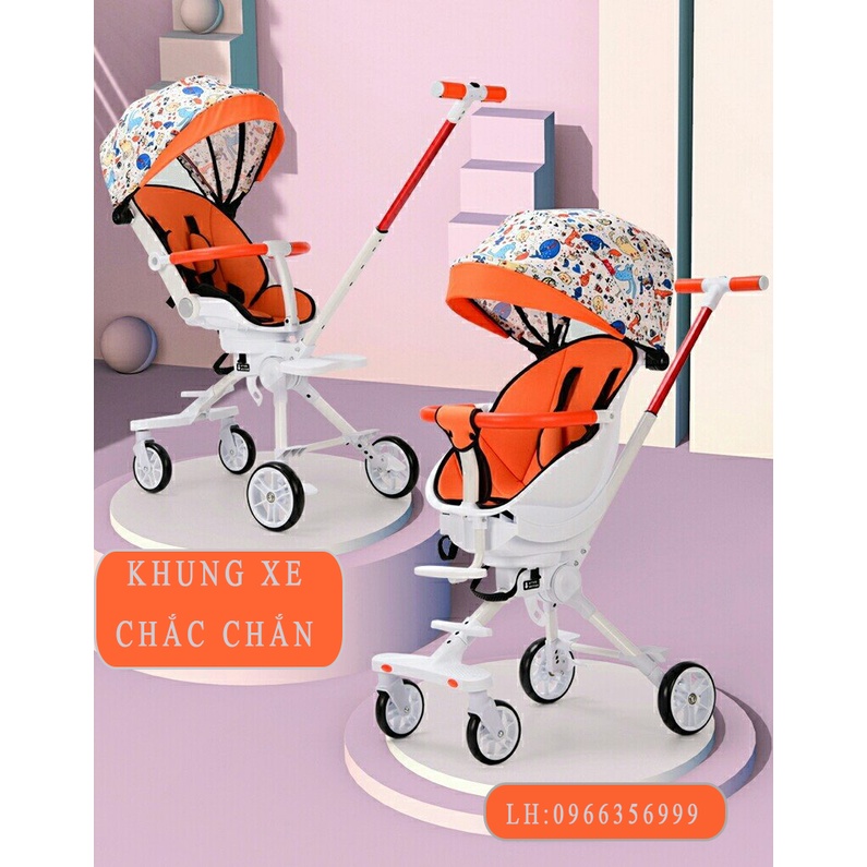 Xe đẩy gấp gọn cho bé X8 Pro đi du lịch, Xe đẩy cho bé 2 chiều ngả 4 tư thế cao cấp