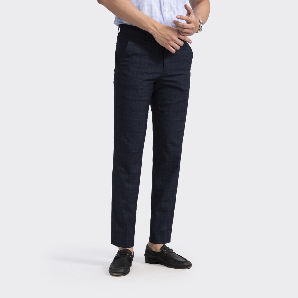 Quần Âu Nam Quần Tây Công Sở Cao Cấp ARISTINO ATR01502 Kẻ Caro màu Xám và Xanh Than Dáng Slim Fit Ôm Nhẹ Vải Polyester