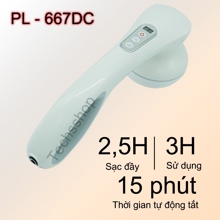 Máy Massage Cầm Tay Không Dây Puli PL-667DC Sử Dụng Pin Sạc Với 8 Đầu Mát Xa Hiệu Quả