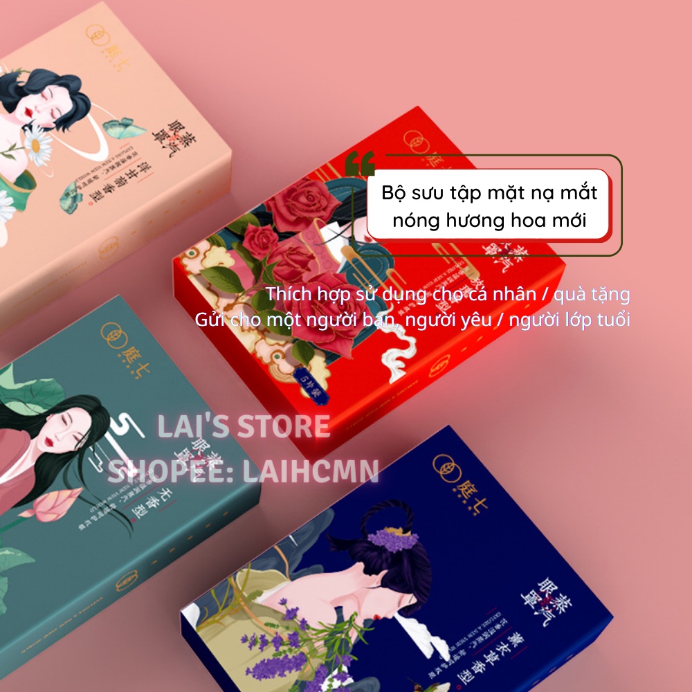 Hộp 5 Miếng Mặt Nạ Mắt Nóng Cổ Trang Hương Hoa Cao Cấp Xông Hơi Mắt, Chườm Nóng, Giúp Giảm Mỏi Mắt, Căng Thẳng, Ngủ Ngon