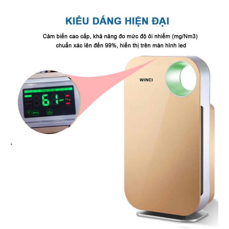 Máy lọc Không Khí WINCI, Lọc bụi mịn,khí độc hại, khử mùi. Diện tích lọc 50m², WIN-AP3001.