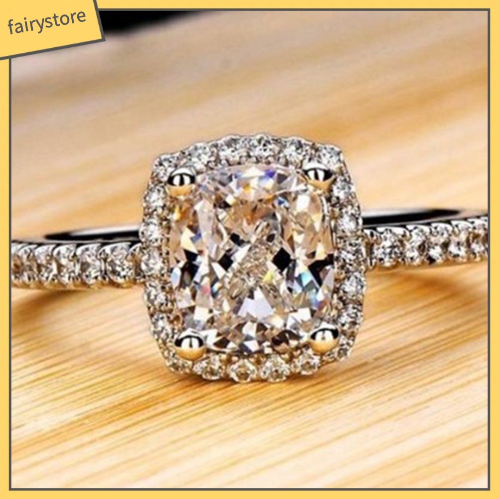 Nhẫn Đính Hôn Đính Đá Nhân Tạo Thời Trang Dành Cho Nữ