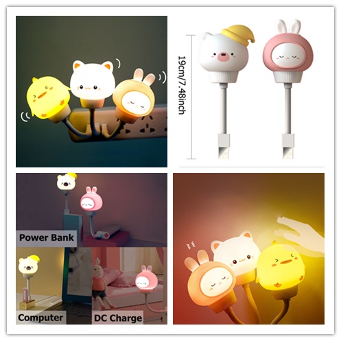 Đèn Ngủ Hình Động Vật Dễ Thương Sạc Cổng Usb Tiện Dụng