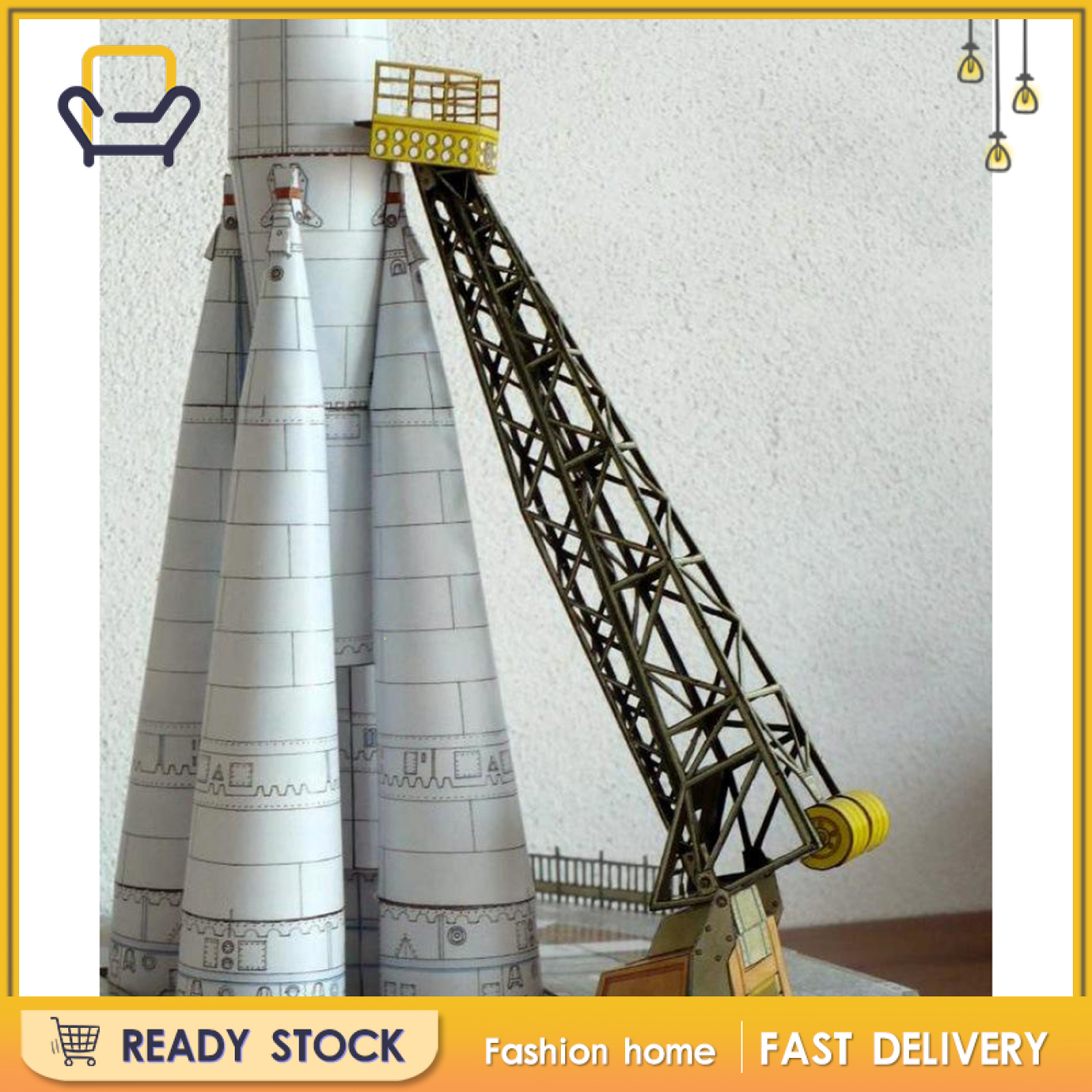 【Fashion home】1:80 Scale Russian Soyuz Carrier Rocket and Launch Pad to Build 3D Model Kit