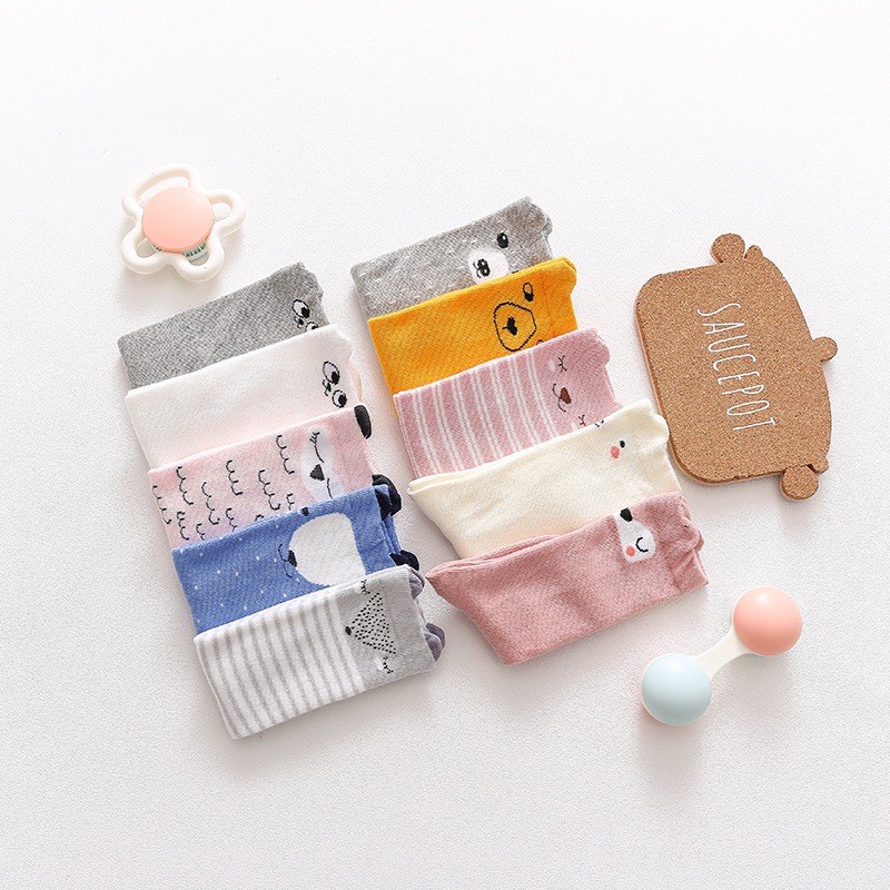 Vớ Cotton Cao Đến Đầu Gối Chống Trượt In Họa Tiết Hoạt Hình Động Vật Dễ Thương Dành Cho Bé Trai Gái 3-36 Tháng Tuổi