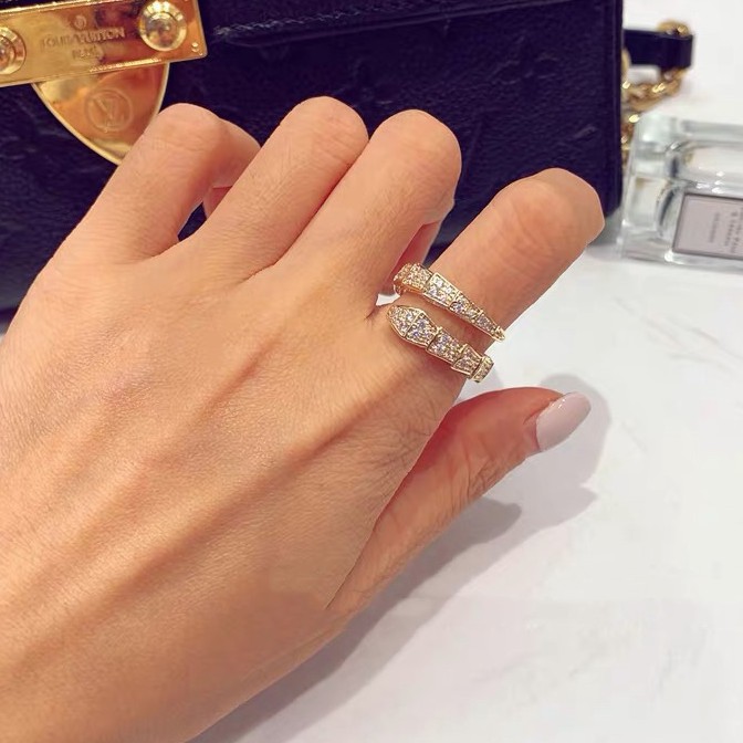 Nhẫn Hở Hình Rắn Đính Đá Zircon 3A Bằng Thép Titan Phong Cách Âu Mỹ Sang Trọng Dễ Phối Đồ