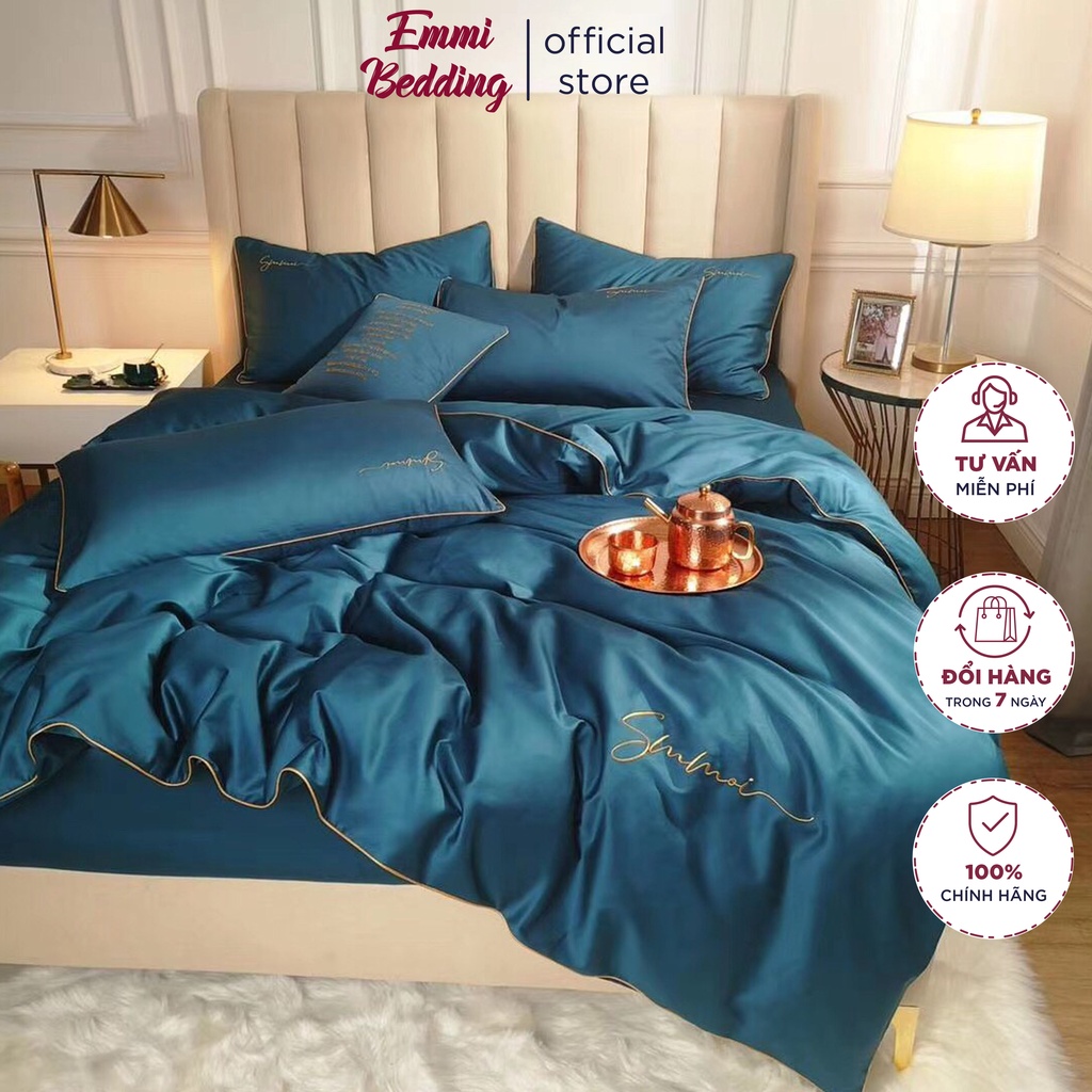 Bộ chăn ga gối lụa sunoi EMMIBEDDING STORE các mẫu 1 màu