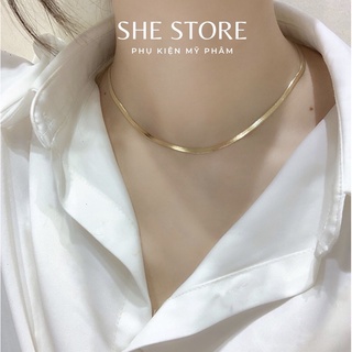 Dây chuyền Vòng cổ nữ, Vòng Chocker dáng mảnh mạ vàng đơn giản