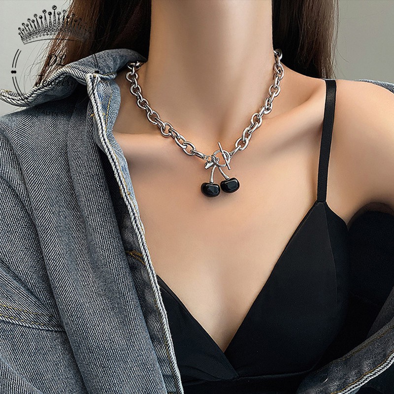 Vòng Cổ Cherry Đen Phong Cách Hàn Quốc Dây Chuyền Cherry Nữ Tính Giá Rẻ