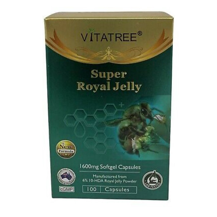 - Sữa Ong Chúa Vitatree Super Royal Jelly Úc 1600mg Đẹp Da, Sáng Da -Hộp 100 Viên