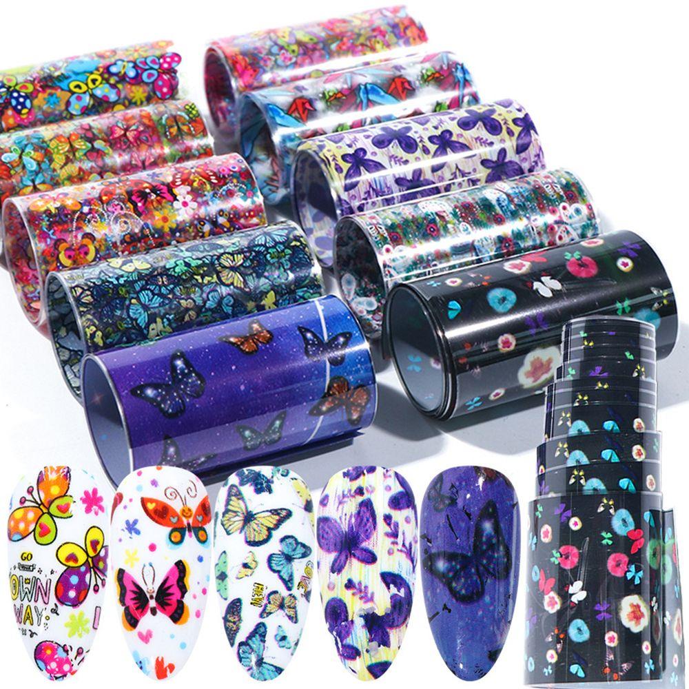 Miếng Dán Trang Trí Móng Tay Họa Tiết Hoa Bướm Tự Nhiên DIY