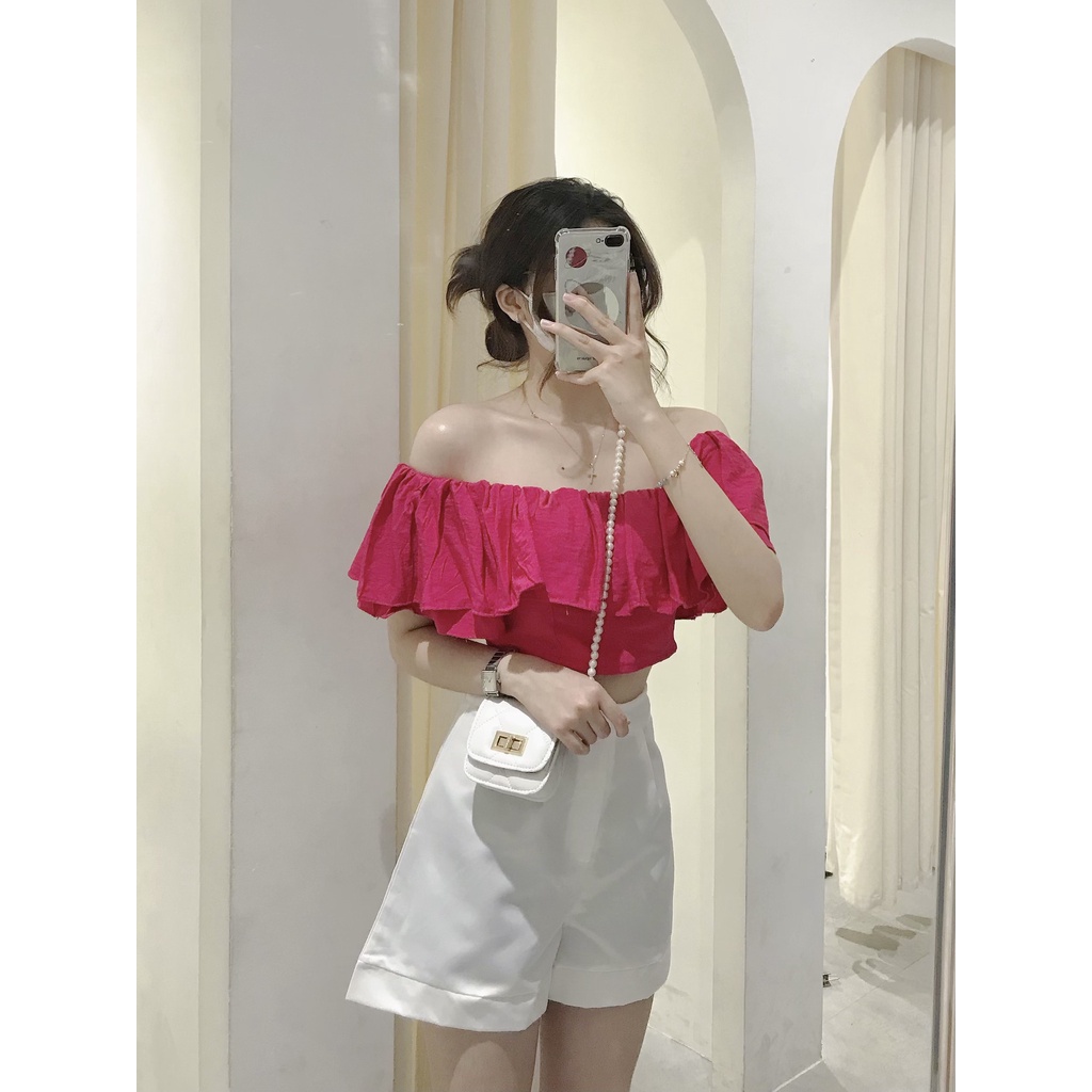 Set Short + Áo Bẹt Vai Hồng