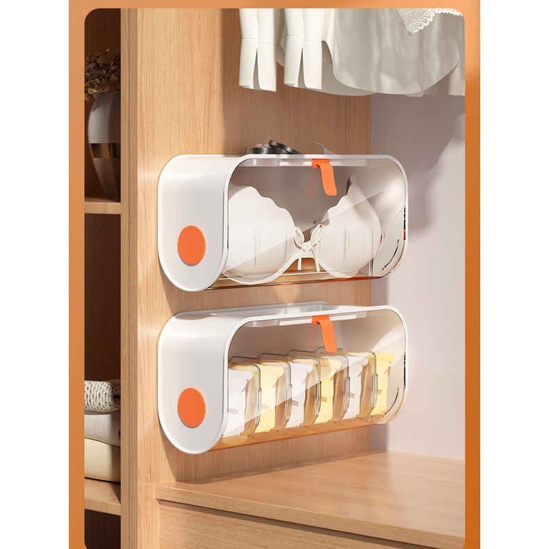 [Hàng Sẵn] Hộp Đựng Đồ Lót / Vớ Gắn Tường Có Nắp Đậy Trong Suốt Tiện Dụng【Tennessee052】