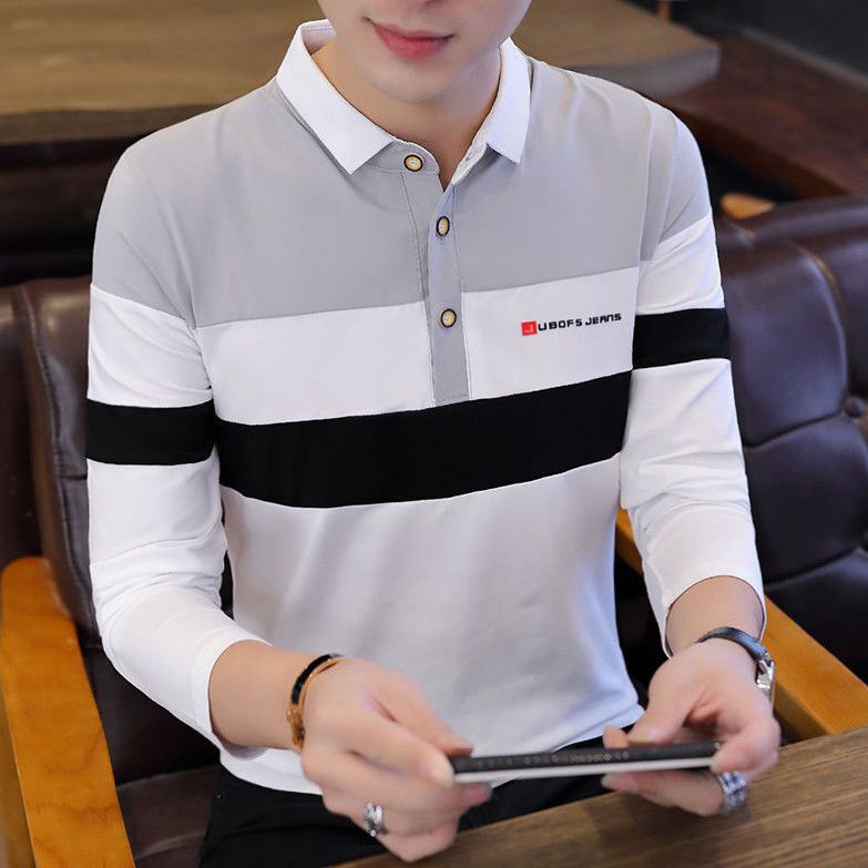 Áo Thun POLO 95% Cotton Tay Dài Dáng Ôm Thời Trang Mùa Thu Cho Nam