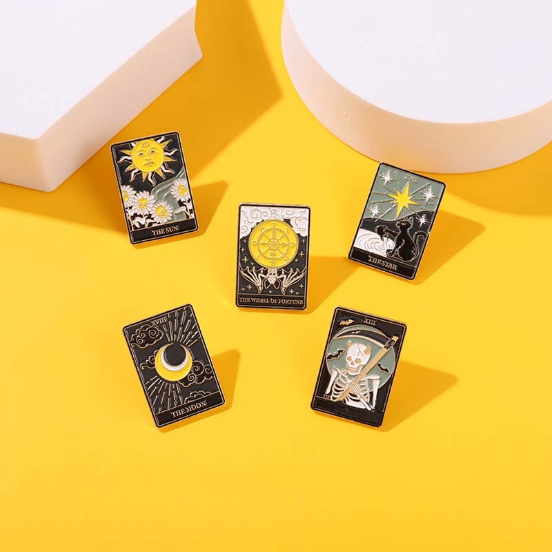 Ghim Cài Áo Hình Bộ Xương Tarot Tráng Men Phong Cách Gothic Punk Thích Hợp Làm Quà Tặng Cho Bé