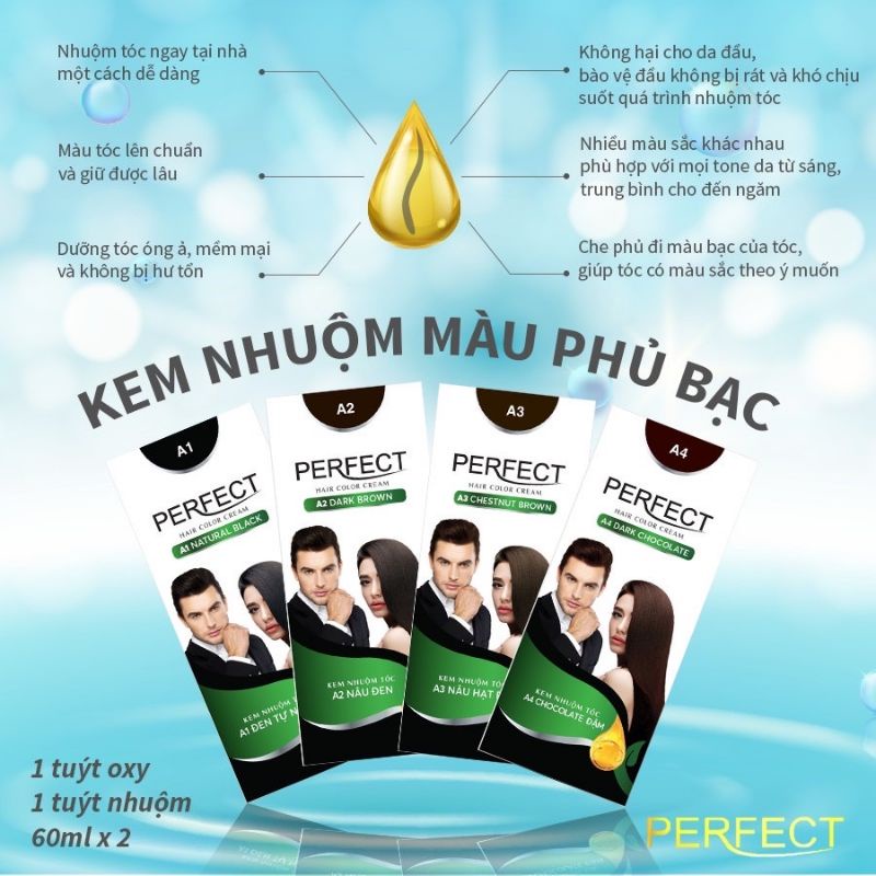 Nhuộm Tóc Thảo Dược Perfect Phủ Bạc Màu Đen Tự Nhiên