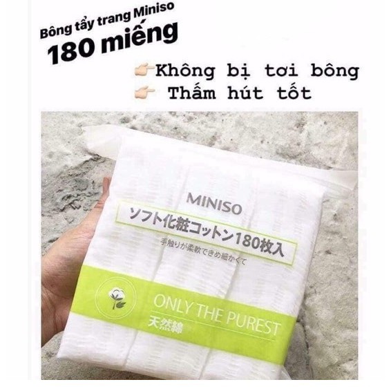 Bông Tẩy Trang Miniso Nhật Bản Túi Zip 180 Miếng