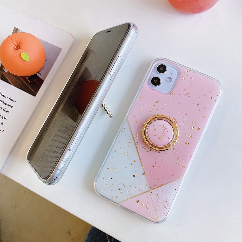 Ready Splicing Marble IPhone 11 Pro Max X XR XS Max 6 6s 7 8 Plus Soft TPU Shell Cover Case With Finger Ring | BigBuy360 - bigbuy360.vn