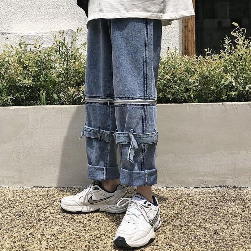 Quần baggy , quần jean khóa kéo đầu gối | BigBuy360 - bigbuy360.vn