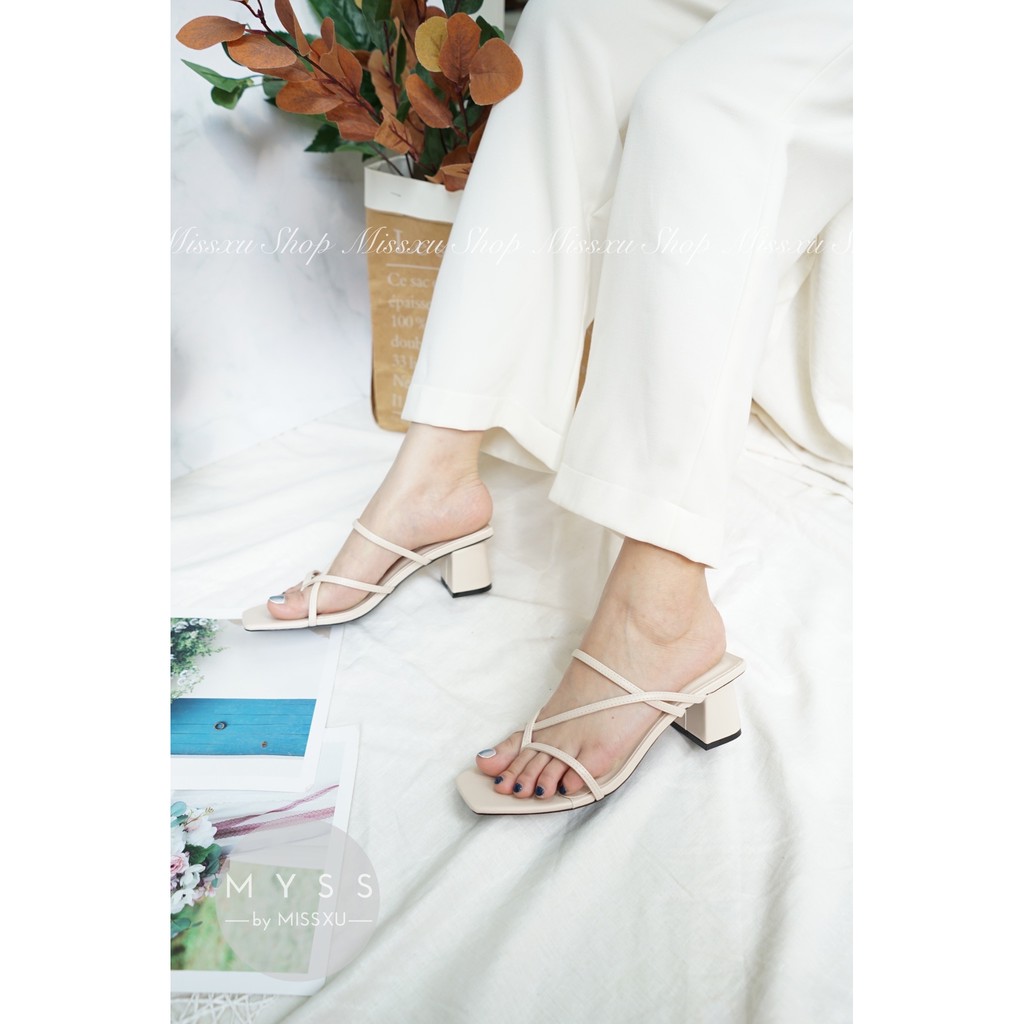 Giày guốc nữ  xỏ ngón dây chéo 5cm thời trang MYSS  - SU70