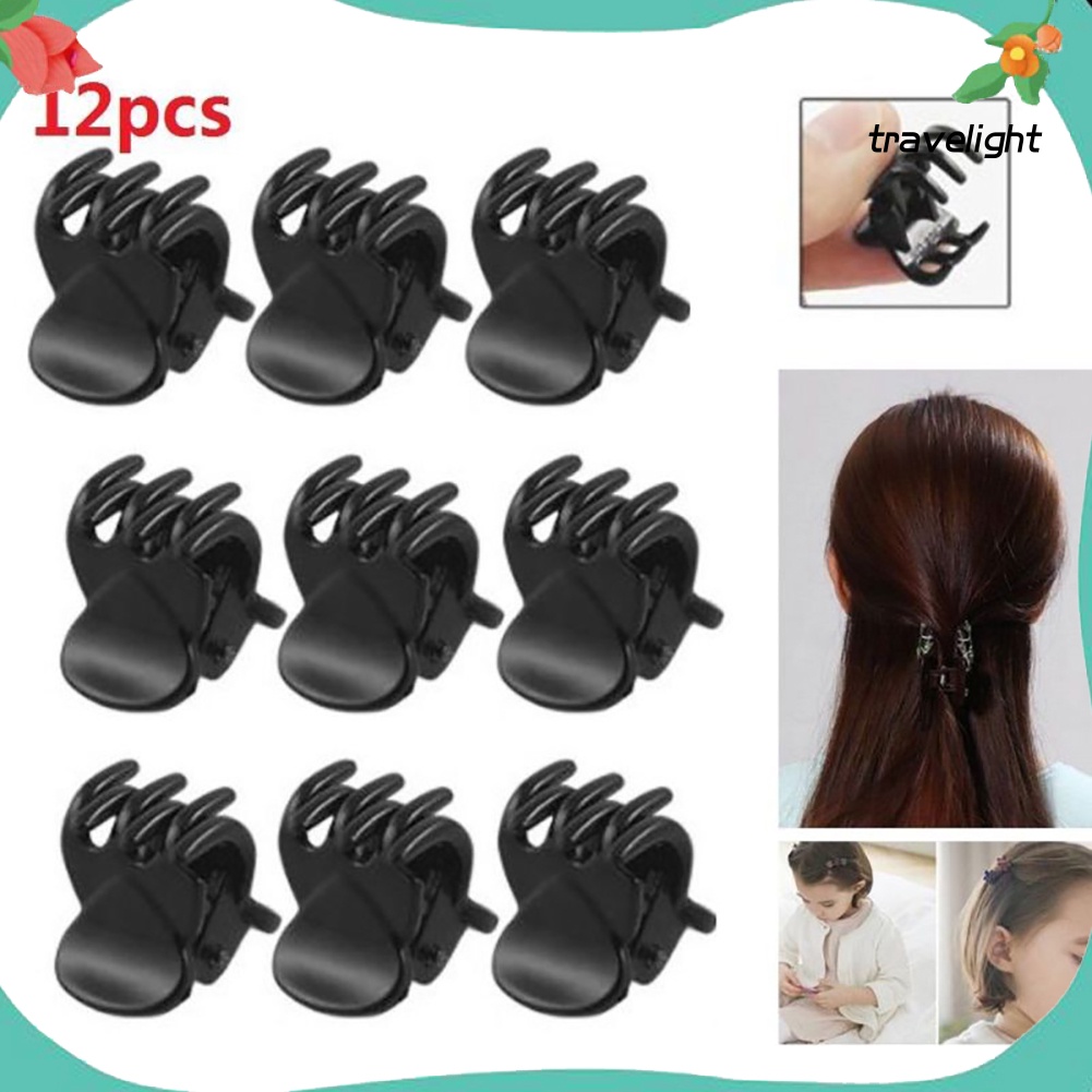 Set 12 Kẹp Tóc Nhựa Mini Màu Đen Cho Bé Gái