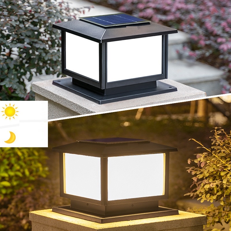 Đèn năng lượng mặt trời sân vườn đèn trang trí trụ cổng 250mm,300,400mm có điều khiển,4 chế độ màu