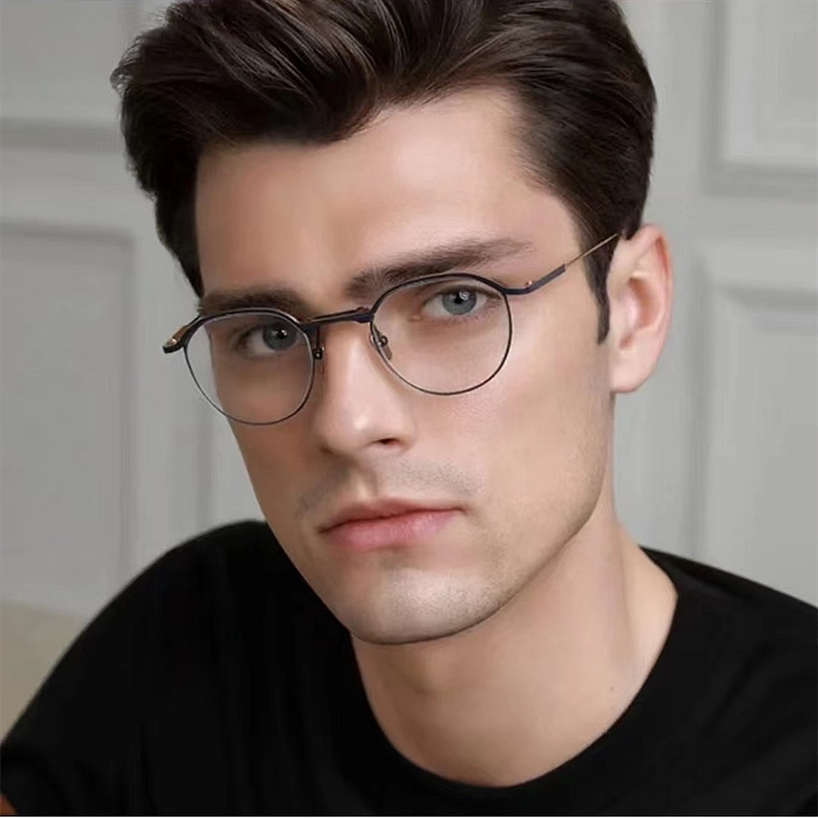 Mắt Kính Gọng Cong Tròn Bằng Titan Nguyên Chất Phong Cách Boston Nhật Bản Mới 2022 Cho Nam Và Nữ