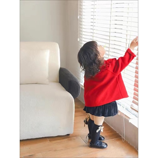 Áo khoác dạ len phong cách Retro dễ thương cho bé gái