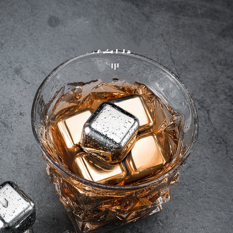 Stainless Steel Ice Cube Set Give Tongs S304 Food Grade Reusable Ice Cubes Chilling Stones Quick Frozen