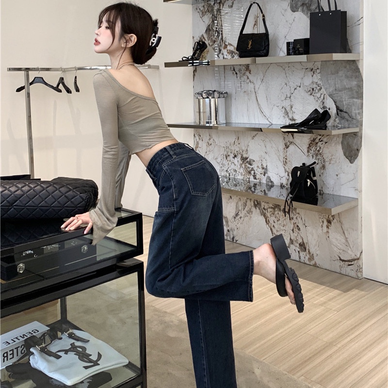 Quần Denim Ống Rộng Thời Trang Cá Tính Dành Cho Nữ