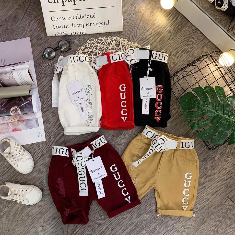 Quần kaki Guchi KÈM THẮT LƯNG cực chất cho bé trai - QKGTL