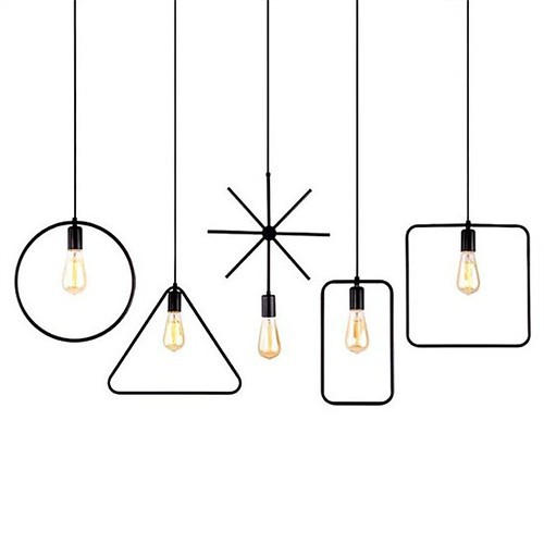Đèn thả trang trí trầ : Mẫu đèn thả hình học trang trí quán trà sữa cafe shop quần áo