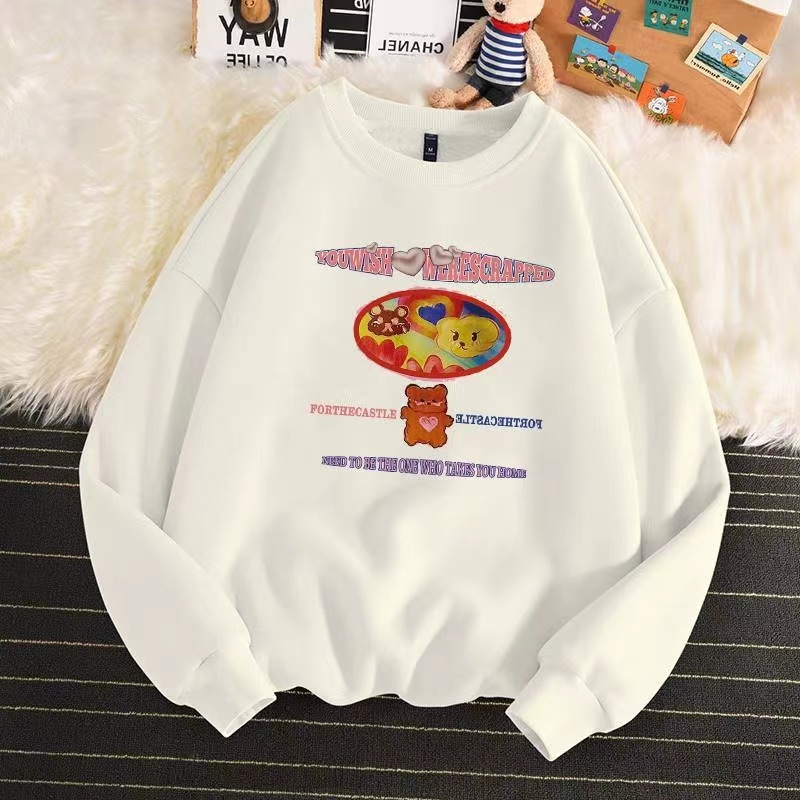 Áo thun ZHELIHANGFEI cho nữ dài tay in hình gấu dễ thương