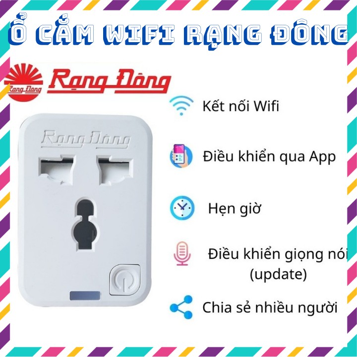 Ổ cắm điện thông minh 16A , điều khiển bằng wifi , 3g, 4g Rạng Đông công suất 3500w